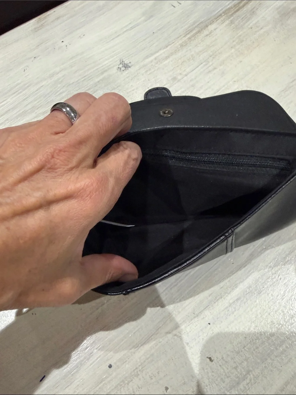Y2K Classic Black Leather Clutch with Large Buckle Detail